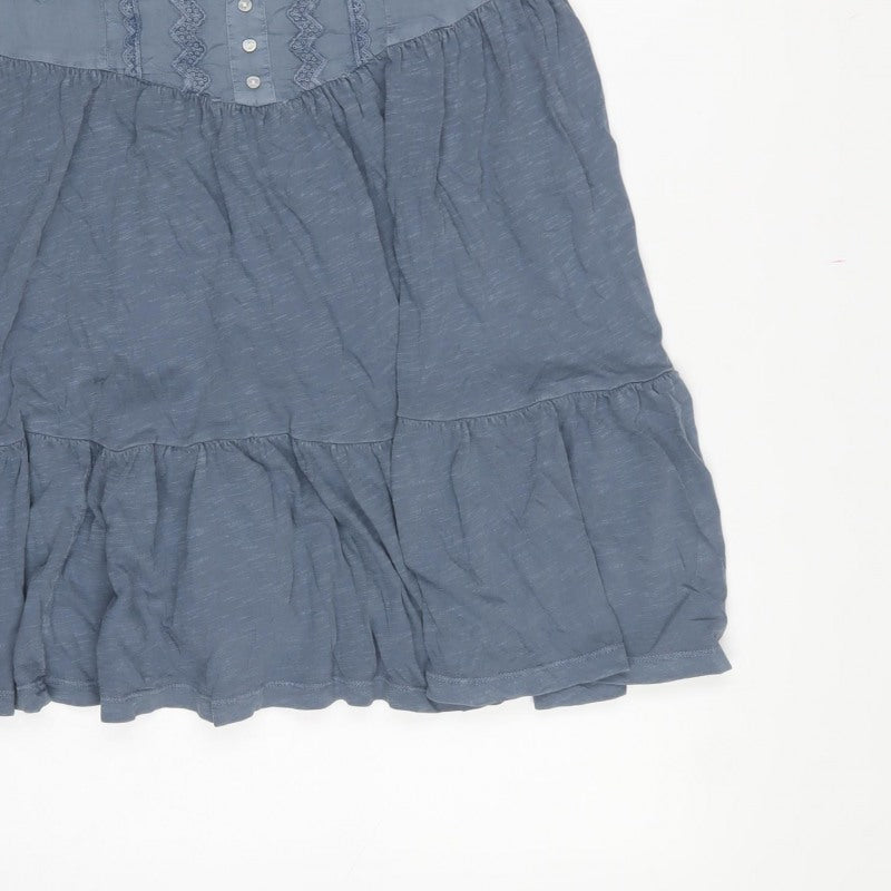 Next Women Blue UK 16 Knee Length Fit & Flare Cotton Lace Dress
