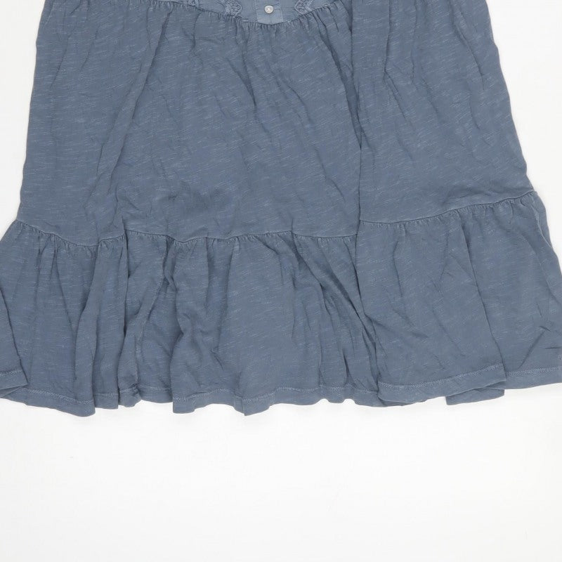 Next Women Blue UK 16 Knee Length Fit & Flare Cotton Lace Dress