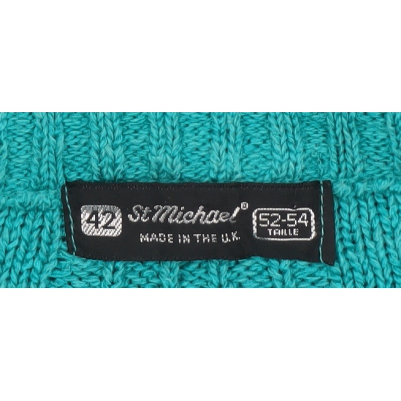 St Michael Mens Green XL Cable Knit Crew Neck Vintage Jumper