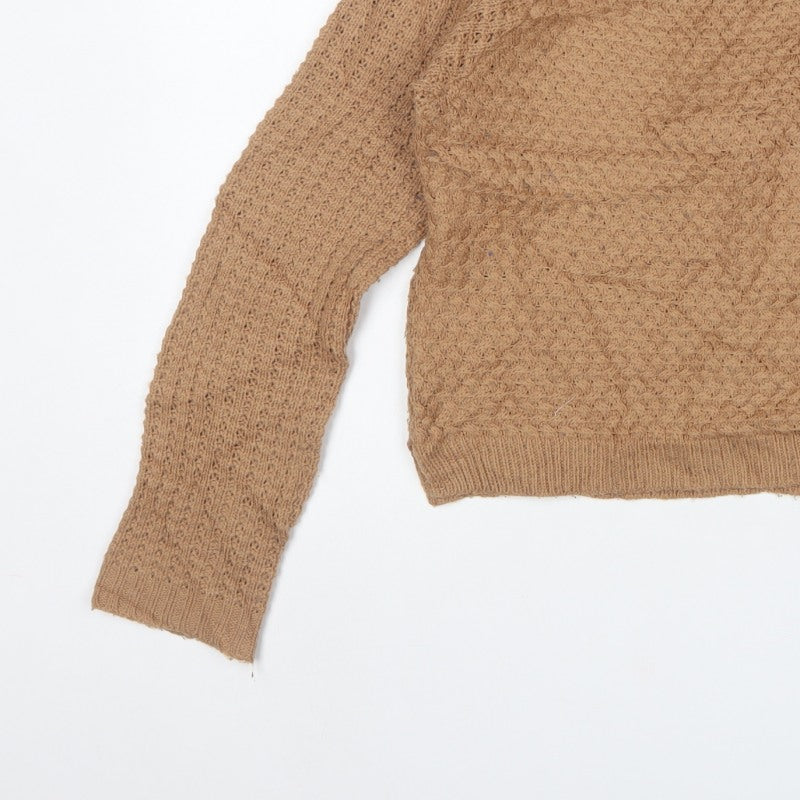 Select Women Beige Cable Knit Raglan Jumper UK 16 Round Neck