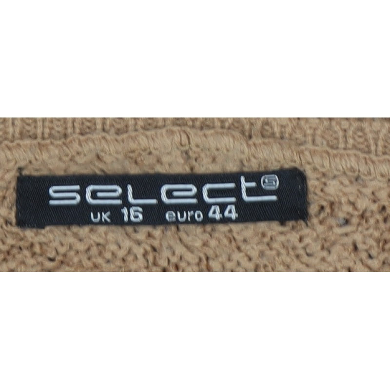Select Women Beige Cable Knit Raglan Jumper UK 16 Round Neck