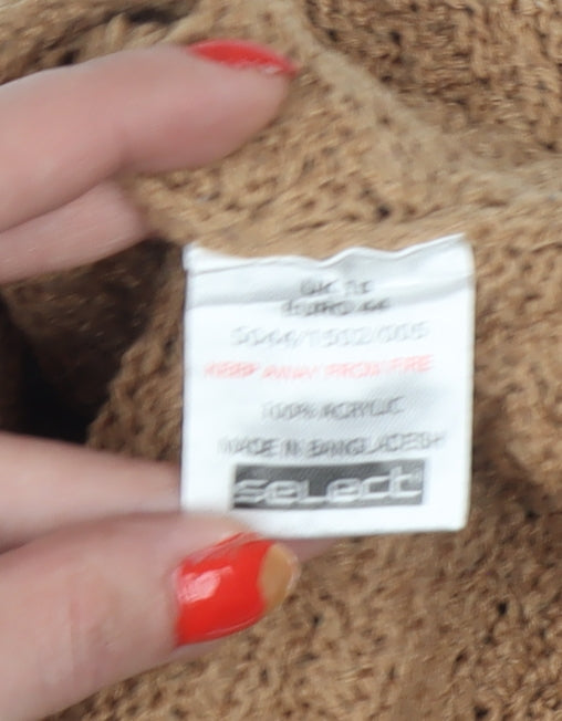 Select Women Beige Cable Knit Raglan Jumper UK 16 Round Neck