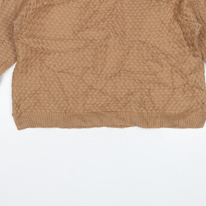 Select Women Beige Cable Knit Raglan Jumper UK 16 Round Neck