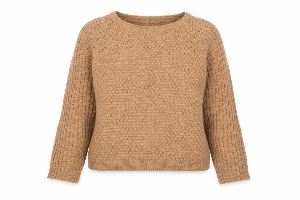 Select Women Beige Cable Knit Raglan Jumper UK 16 Round Neck