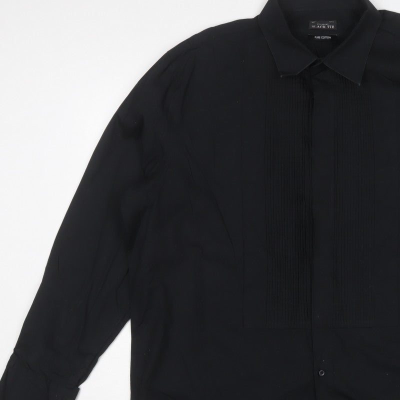 Debenhams Black Tie Men's Black 18.5in Pleated Cotton Formal Dress Shirt