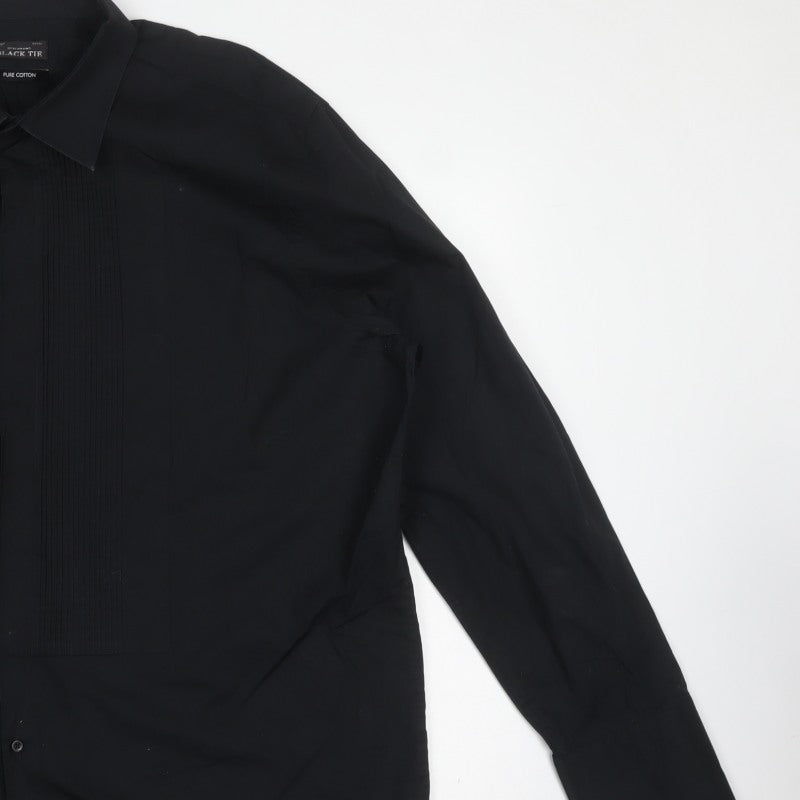 Debenhams Black Tie Men's Black 18.5in Pleated Cotton Formal Dress Shirt
