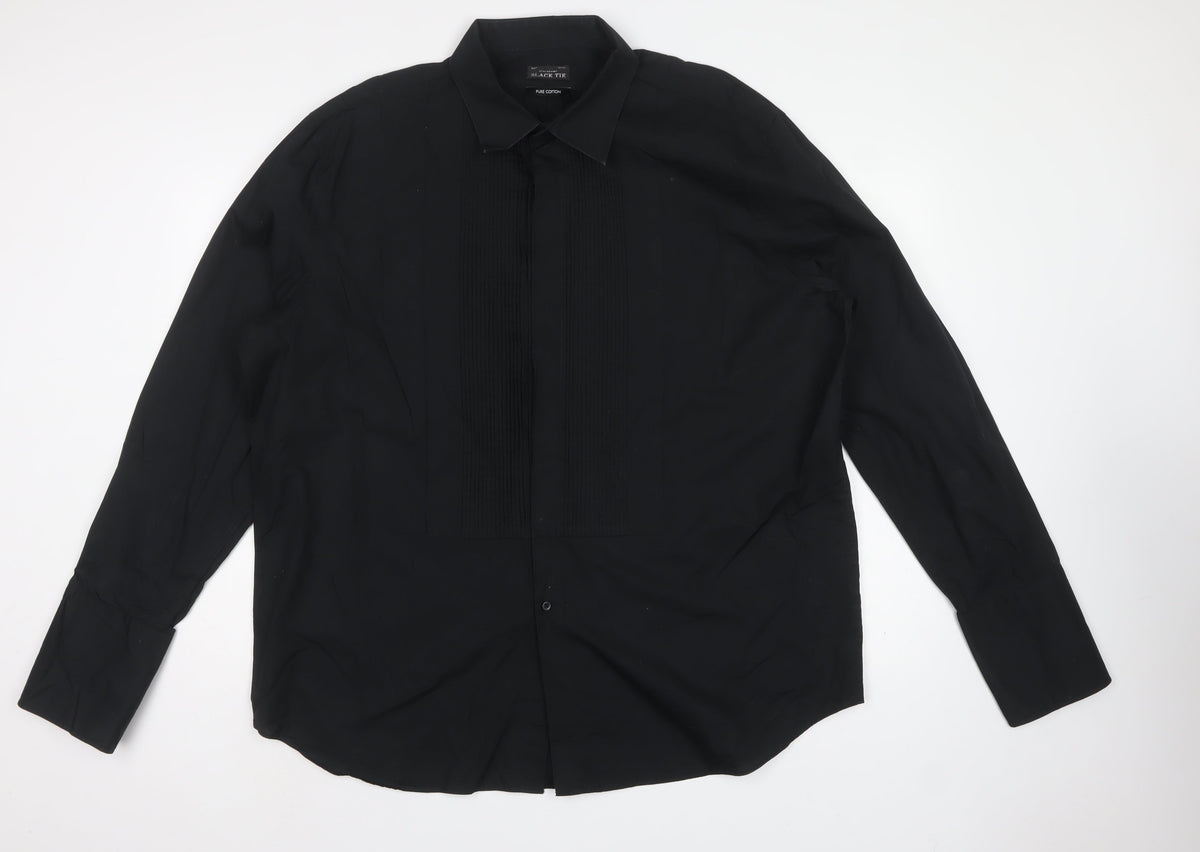 Debenhams Black Tie Men's Black 18.5in Pleated Cotton Formal Dress Shirt