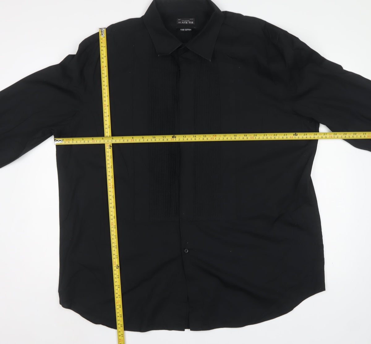 Debenhams Black Tie Men's Black 18.5in Pleated Cotton Formal Dress Shirt