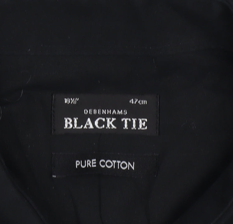 Debenhams Black Tie Men's Black 18.5in Pleated Cotton Formal Dress Shirt