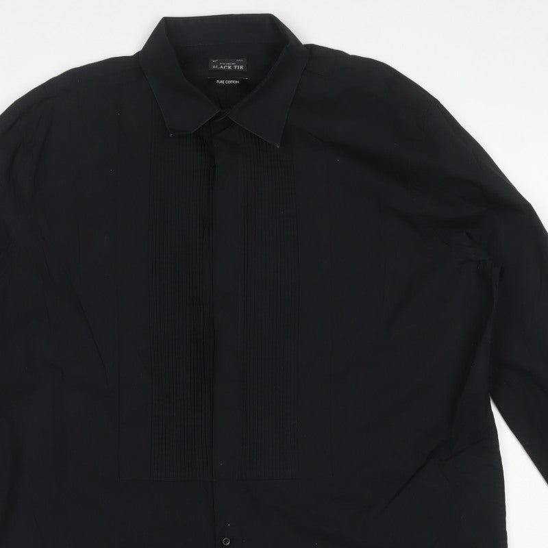 Debenhams Black Tie Men's Black 18.5in Pleated Cotton Formal Dress Shirt