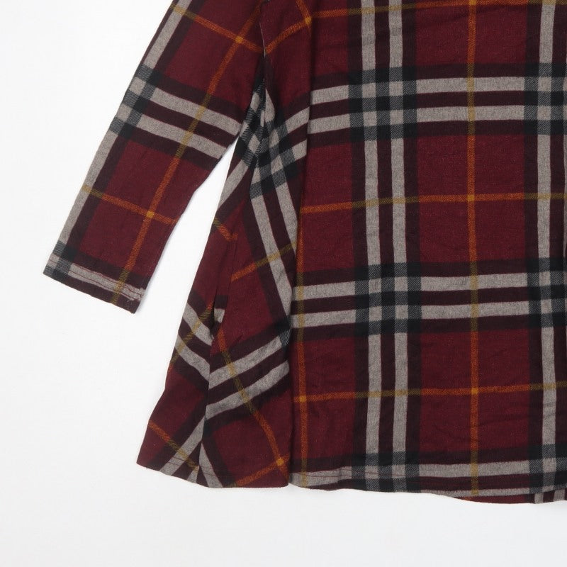 Stella Women Red UK 12 Plaid Tunic Blouse 3/4 Sleeve Round Neck