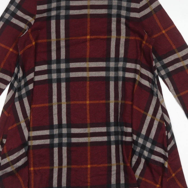 Stella Women Red UK 12 Plaid Tunic Blouse 3/4 Sleeve Round Neck