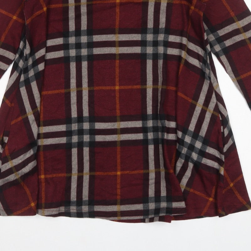 Stella Women Red UK 12 Plaid Tunic Blouse 3/4 Sleeve Round Neck