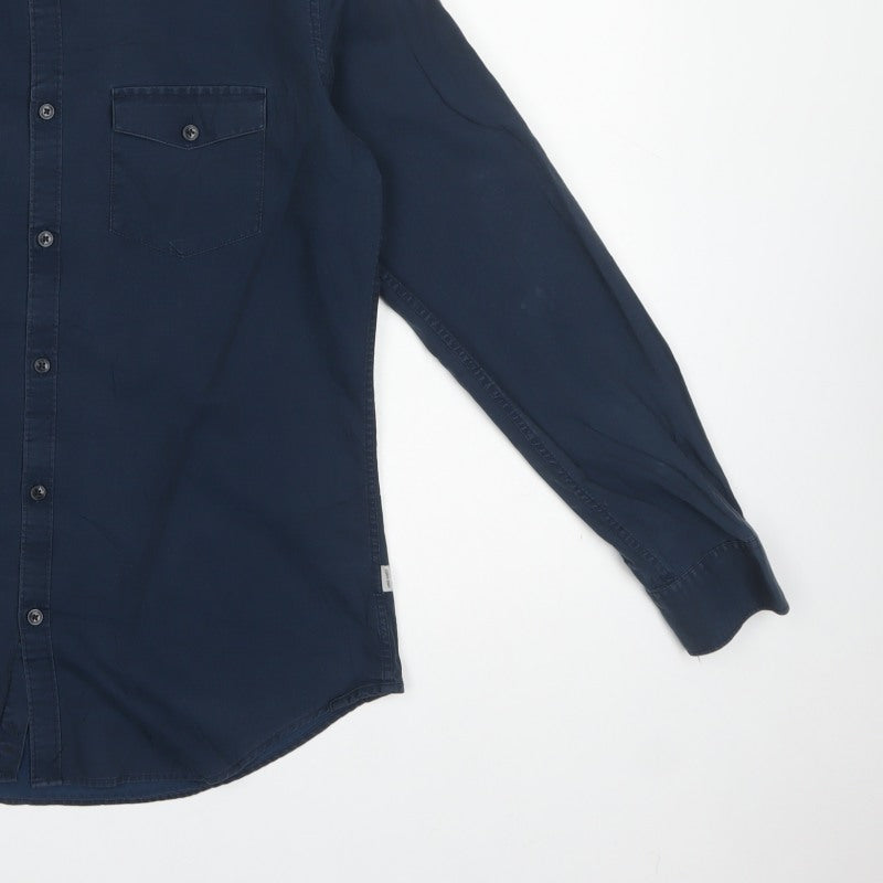 Calvin Klein Men’s Blue S Slim Fit Cotton Long Sleeve Button-Up Shirt