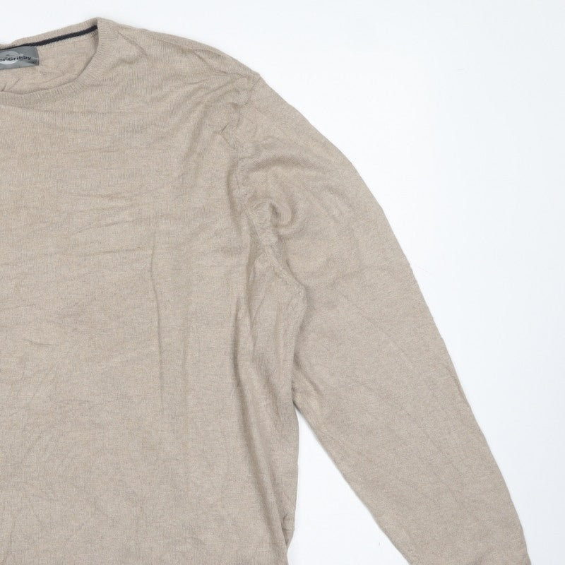 Peter Gribby Men’s Beige XL Cotton Silk Crew Neck Pullover Jumper