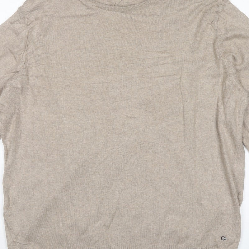 Peter Gribby Men’s Beige XL Cotton Silk Crew Neck Pullover Jumper