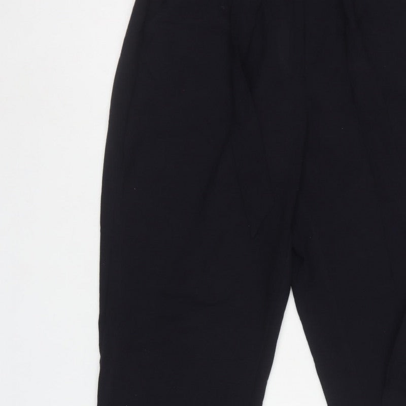 H&M Women Black UK 12 Paperbag Belted High Rise Trousers