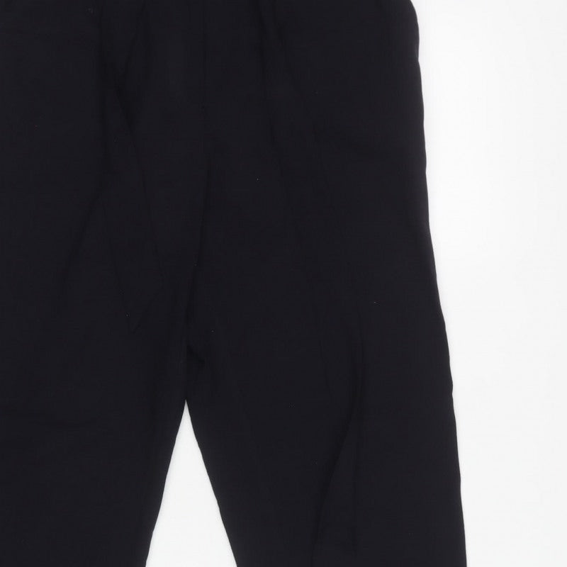 H&M Women Black UK 12 Paperbag Belted High Rise Trousers