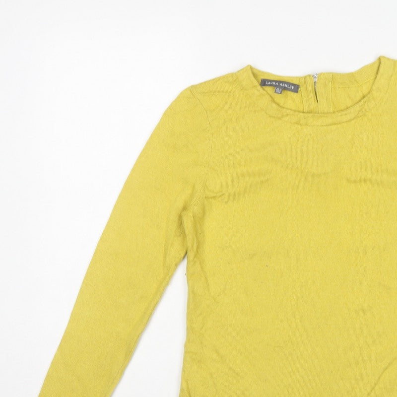 Laura Ashley Women Yellow UK 10 Cashmere Blend Knit Pullover Jumper