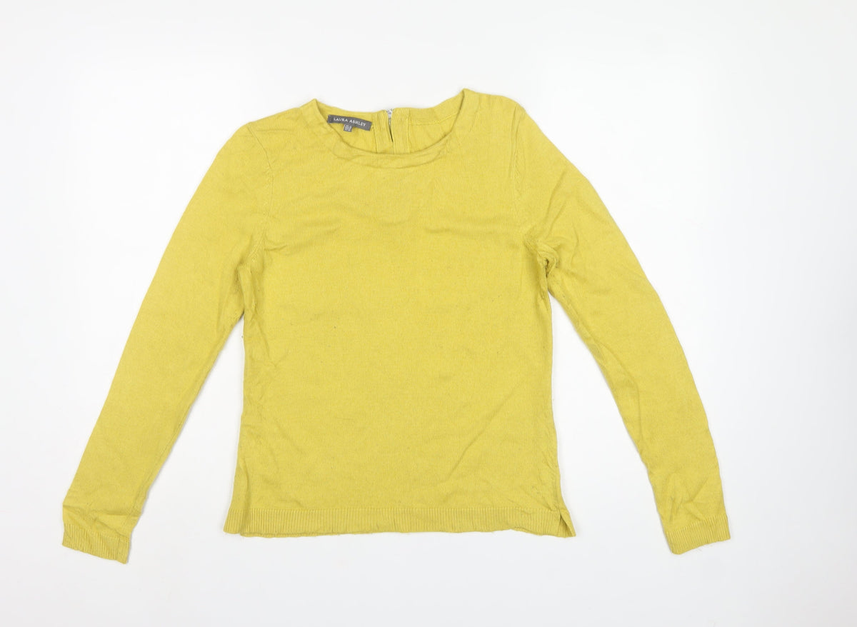 Laura Ashley Women Yellow UK 10 Cashmere Blend Knit Pullover Jumper