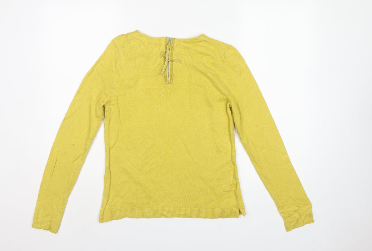 Laura Ashley Women Yellow UK 10 Cashmere Blend Knit Pullover Jumper