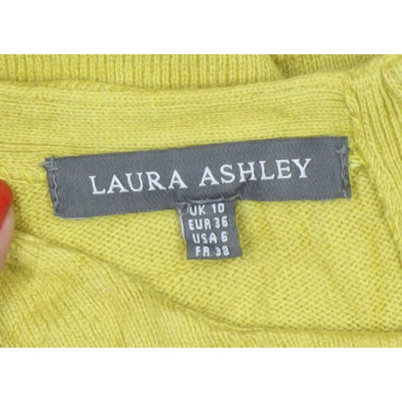 Laura Ashley Women Yellow UK 10 Cashmere Blend Knit Pullover Jumper