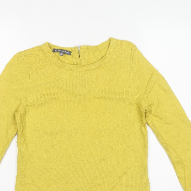 Laura Ashley Women Yellow UK 10 Cashmere Blend Knit Pullover Jumper