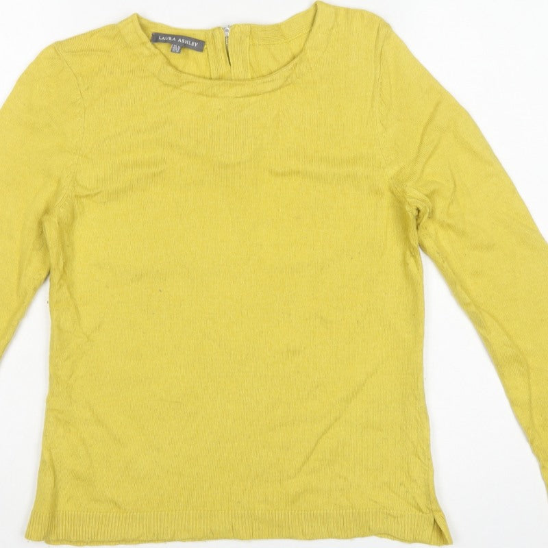 Laura Ashley Women Yellow UK 10 Cashmere Blend Knit Pullover Jumper