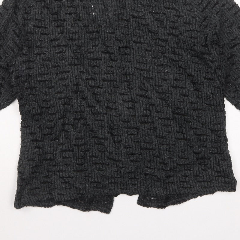 Per Una Women Black L Textured Knit Button V-Neck Cardigan