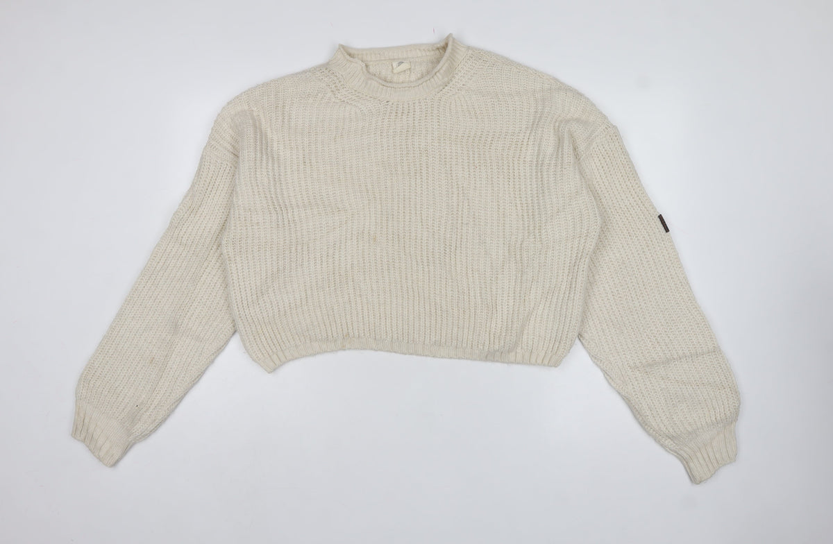 Urban Outfitters Women Ivory M Chunky Knit Mock Neck Pullover