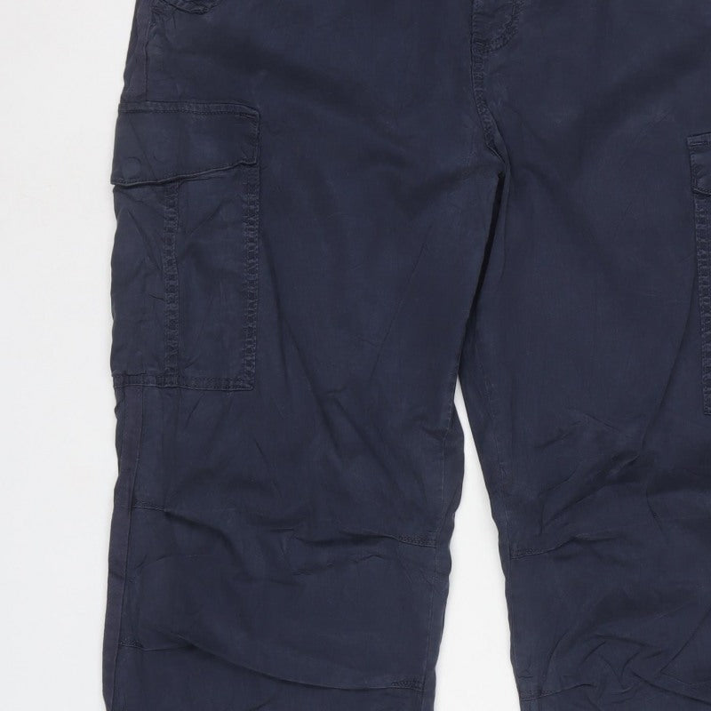 Marks and Spencer Women Blue UK 18 Long Cargo Trousers Lyocell