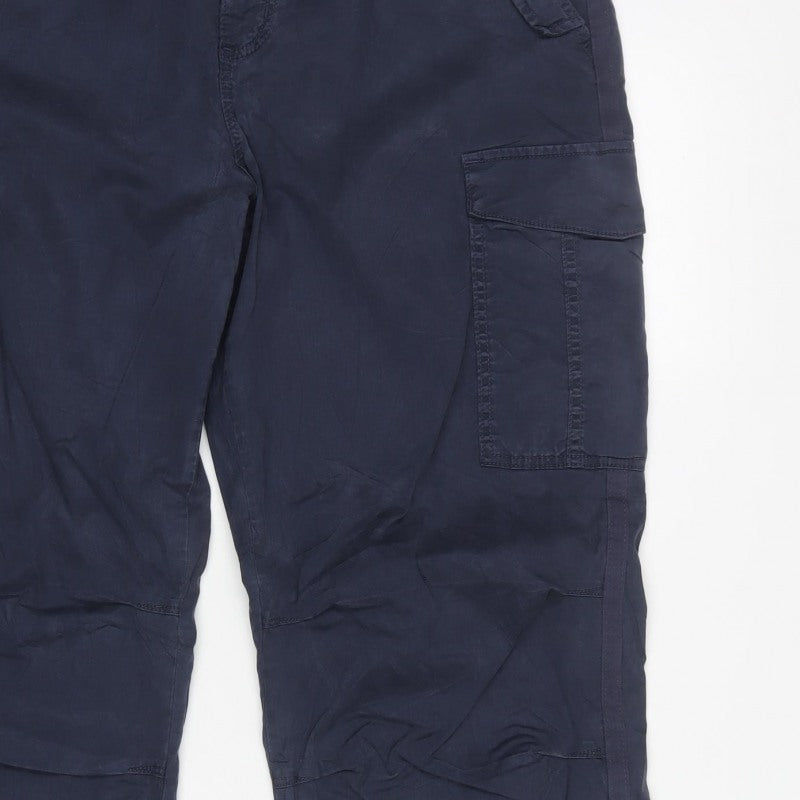 Marks and Spencer Women Blue UK 18 Long Cargo Trousers Lyocell