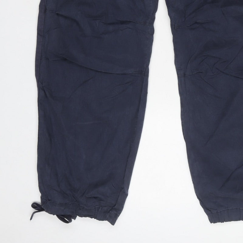Marks and Spencer Women Blue UK 18 Long Cargo Trousers Lyocell
