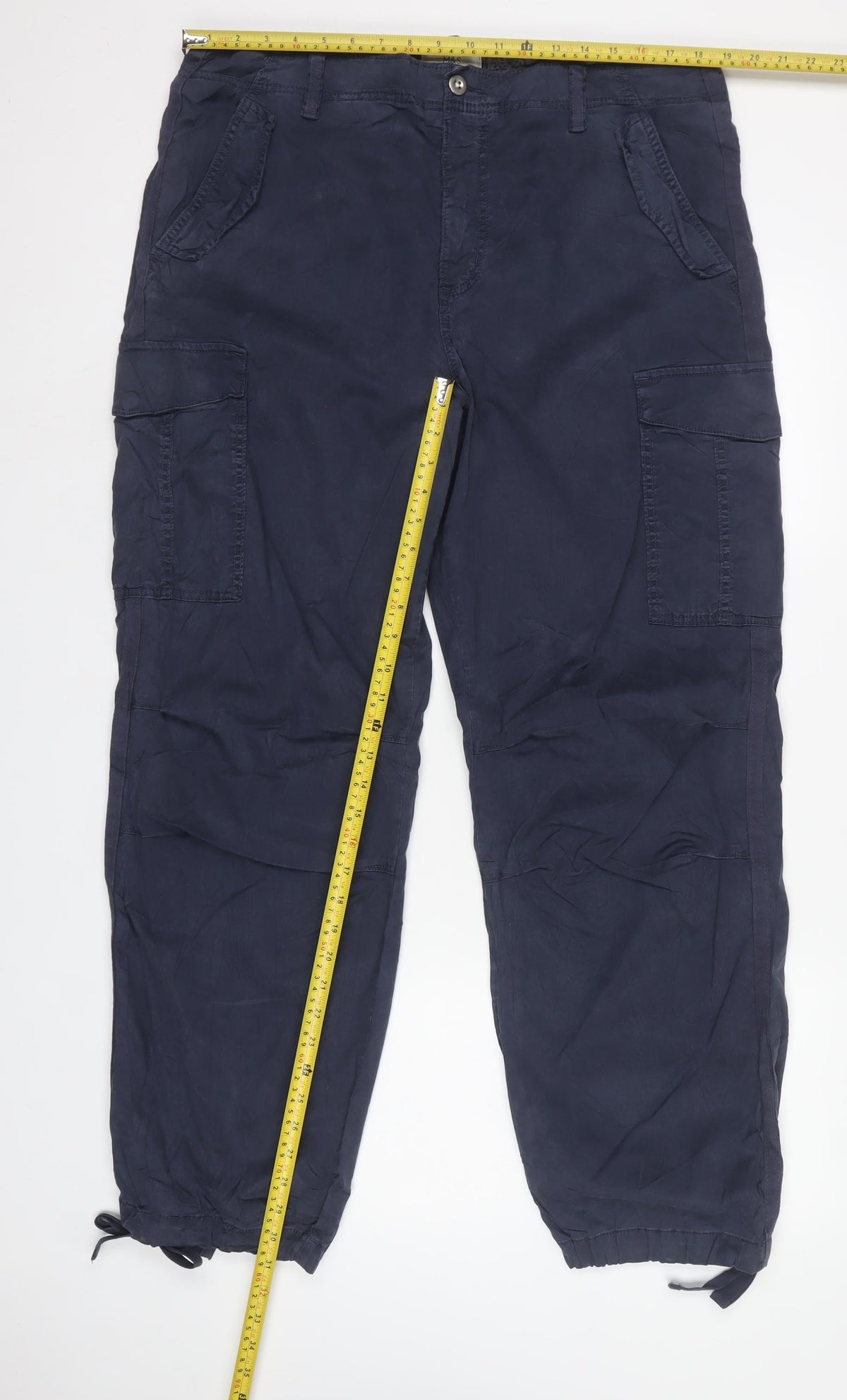 Marks and Spencer Women Blue UK 18 Long Cargo Trousers Lyocell