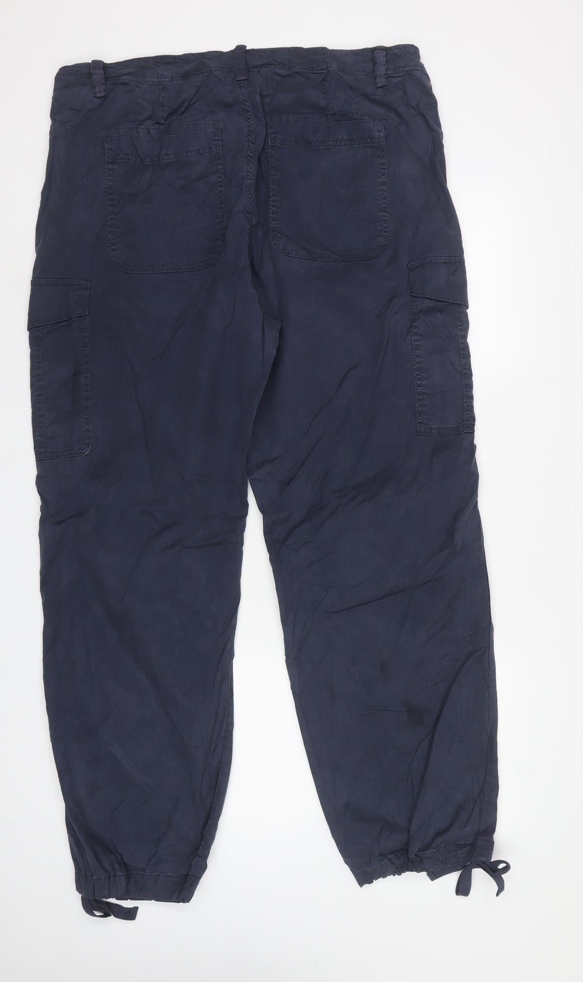 Marks and Spencer Women Blue UK 18 Long Cargo Trousers Lyocell