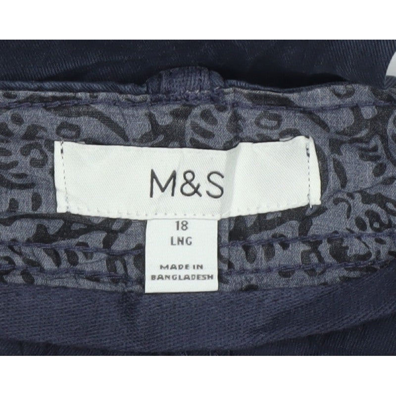 Marks and Spencer Women Blue UK 18 Long Cargo Trousers Lyocell