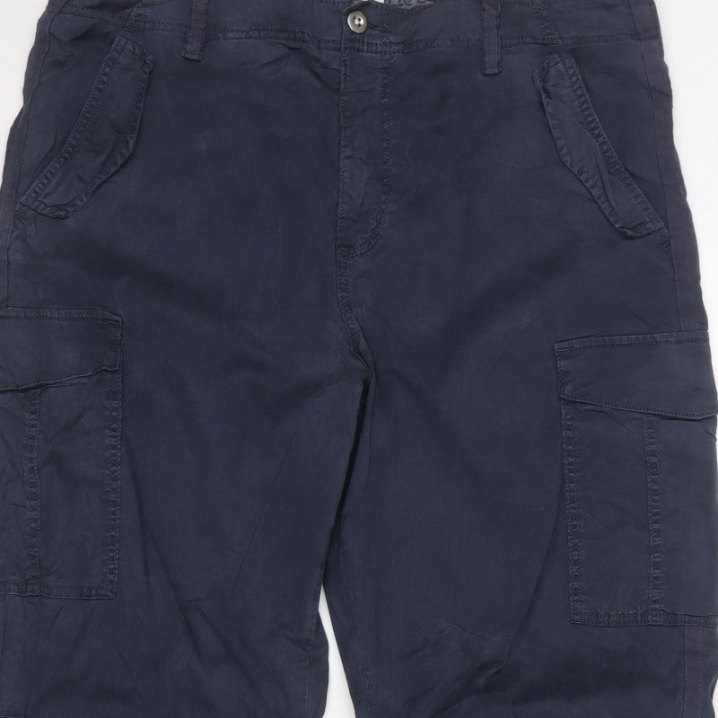 Marks and Spencer Women Blue UK 18 Long Cargo Trousers Lyocell