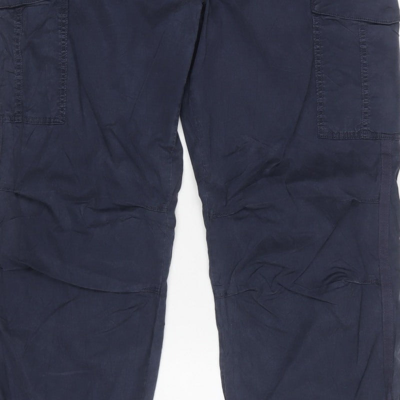 Marks and Spencer Women Blue UK 18 Long Cargo Trousers Lyocell