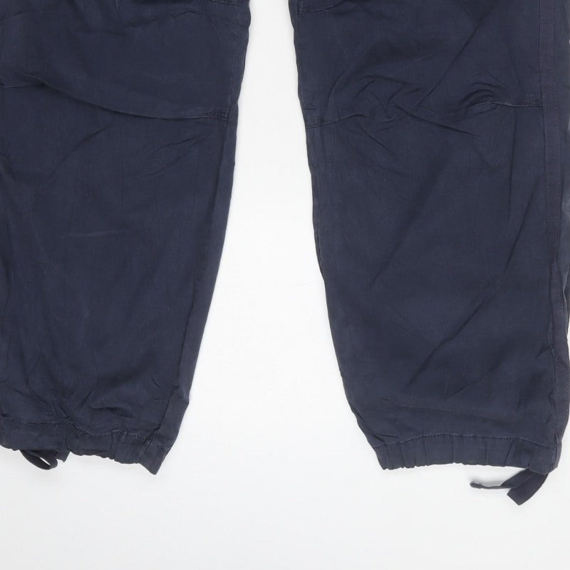 Marks and Spencer Women Blue UK 18 Long Cargo Trousers Lyocell