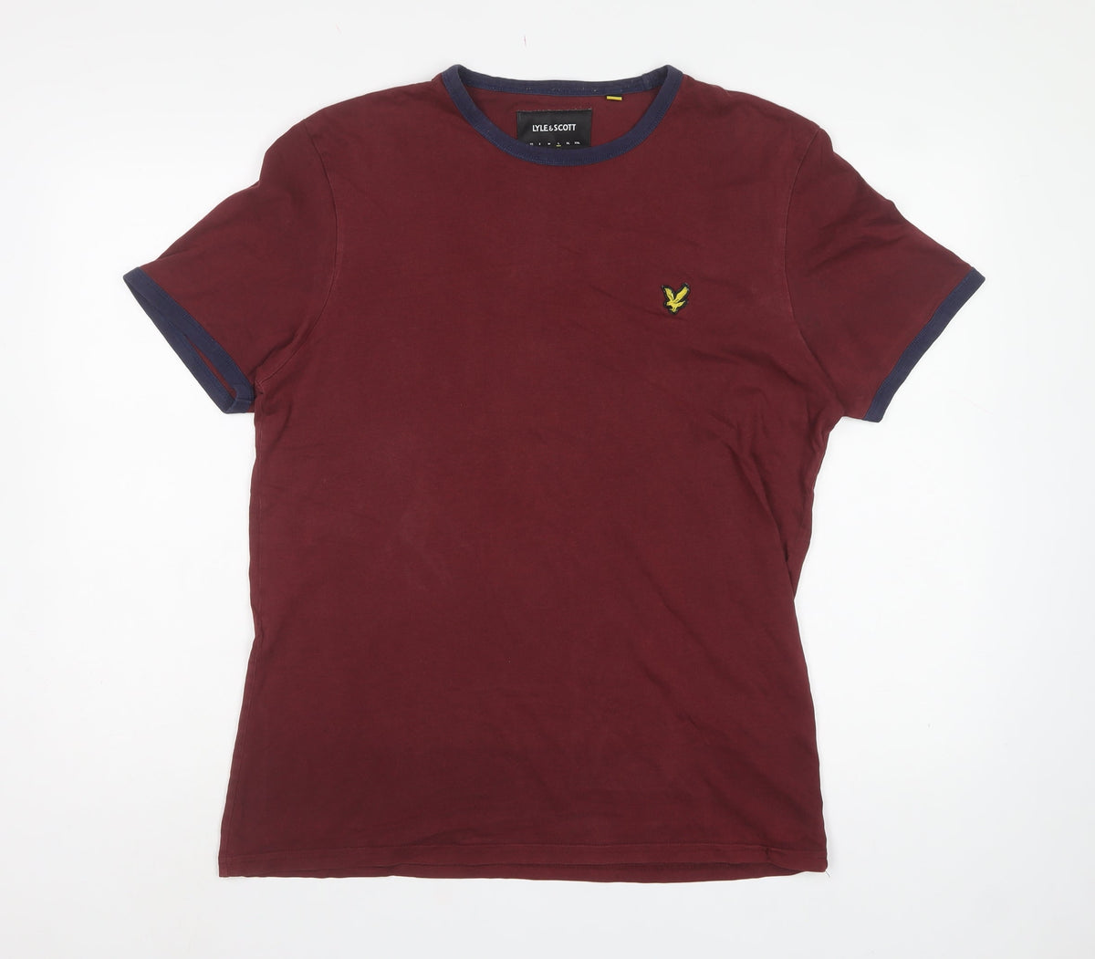 Lyle & Scott Men's Red L Crew Neck Cotton Ringer T-Shirt Logo