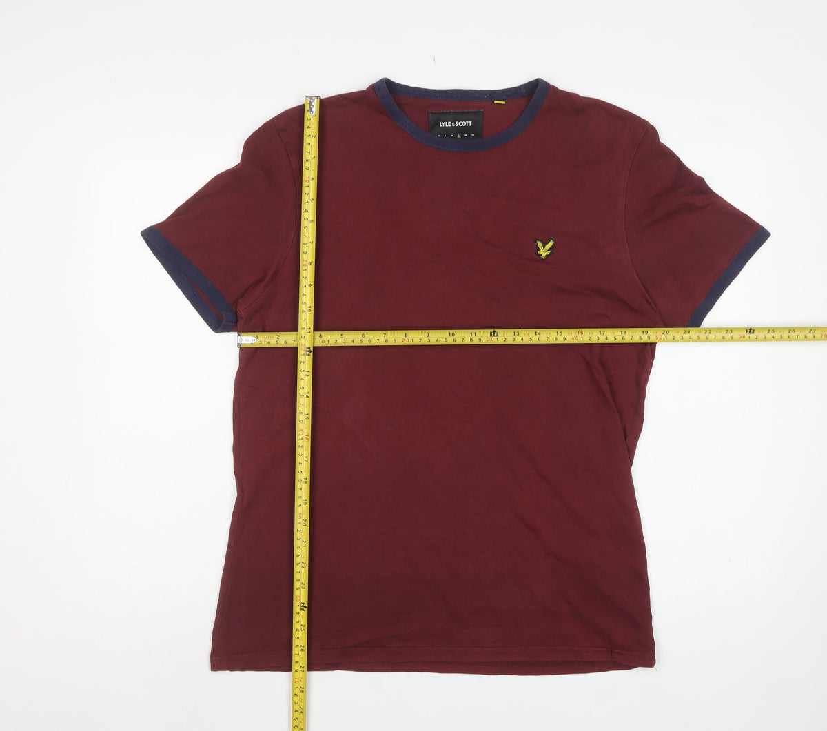 Lyle & Scott Men's Red L Crew Neck Cotton Ringer T-Shirt Logo