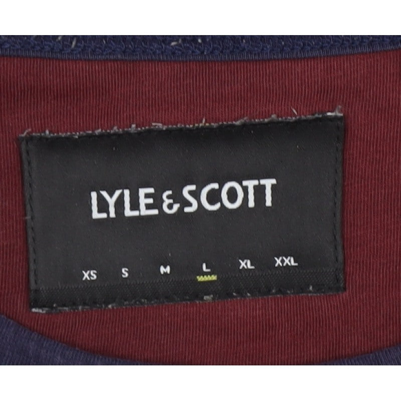 Lyle & Scott Men's Red L Crew Neck Cotton Ringer T-Shirt Logo