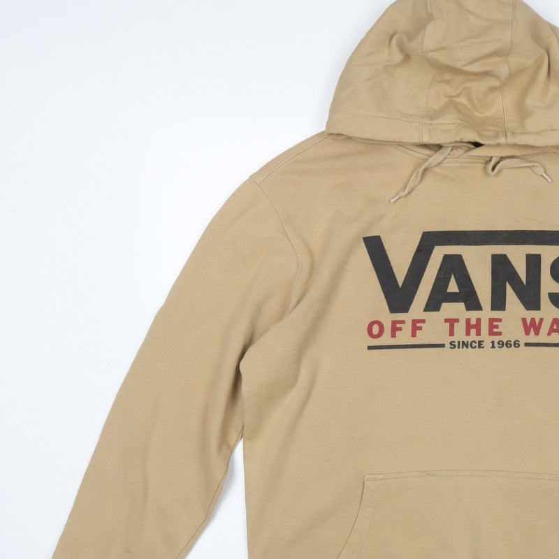 Vans Men’s Beige M Pullover Hoodie Logo Graphic Fleece