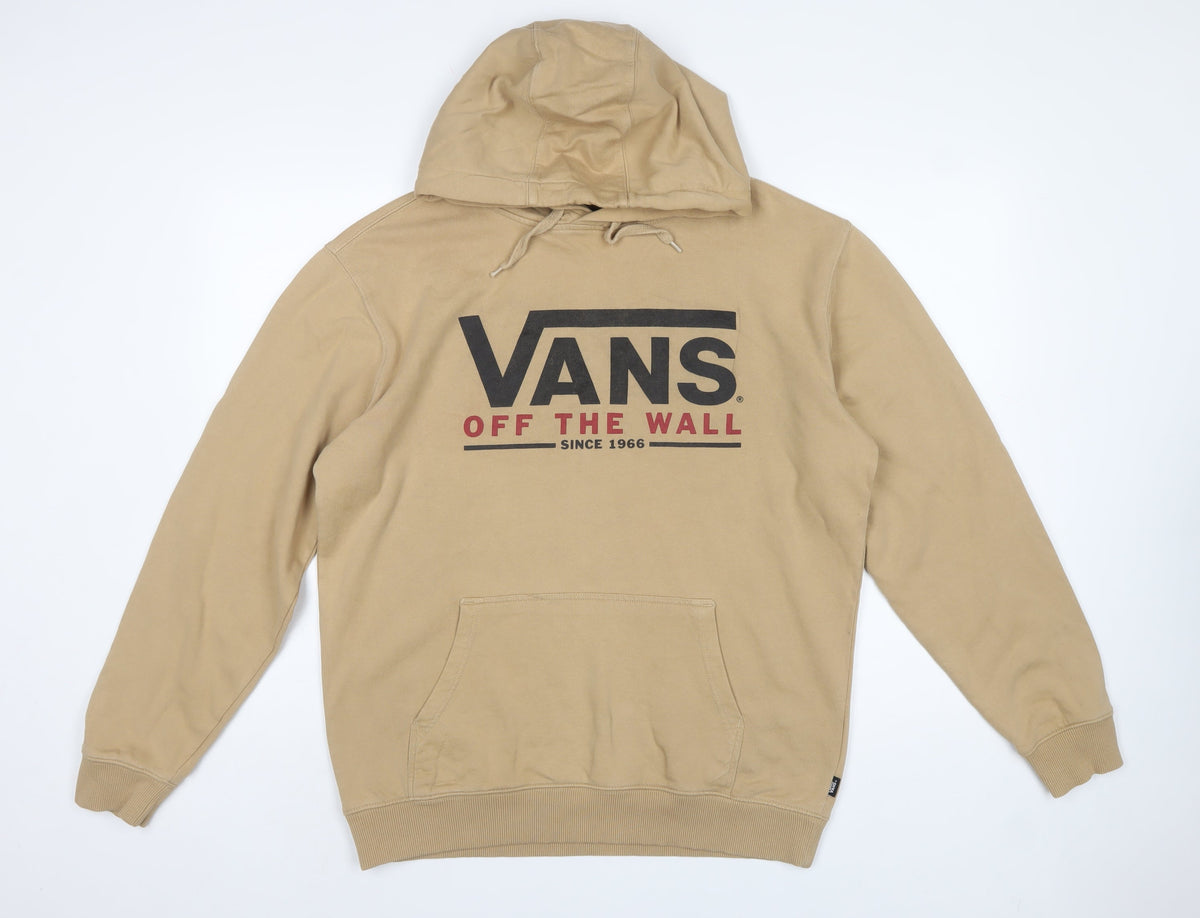 Vans Men’s Beige M Pullover Hoodie Logo Graphic Fleece