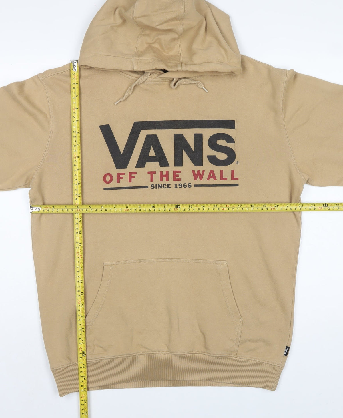 Vans Men’s Beige M Pullover Hoodie Logo Graphic Fleece