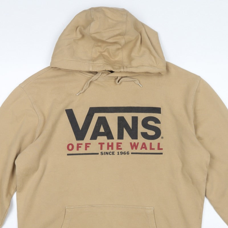 Vans Men’s Beige M Pullover Hoodie Logo Graphic Fleece