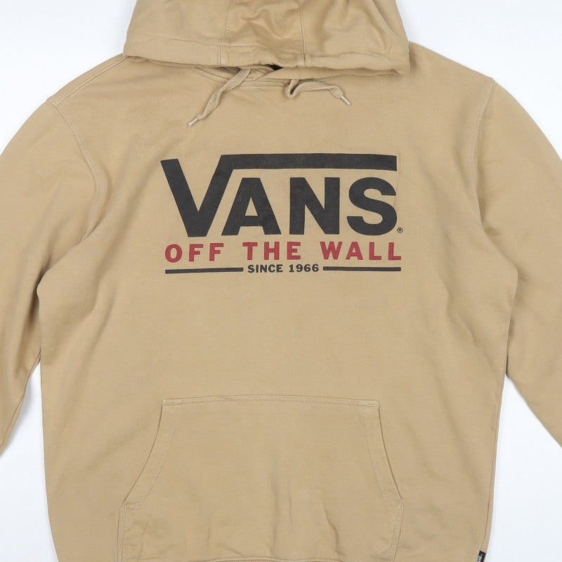 Vans Men’s Beige M Pullover Hoodie Logo Graphic Fleece