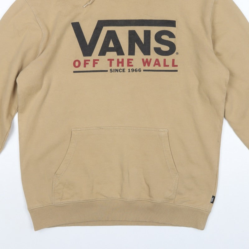 Vans Men’s Beige M Pullover Hoodie Logo Graphic Fleece