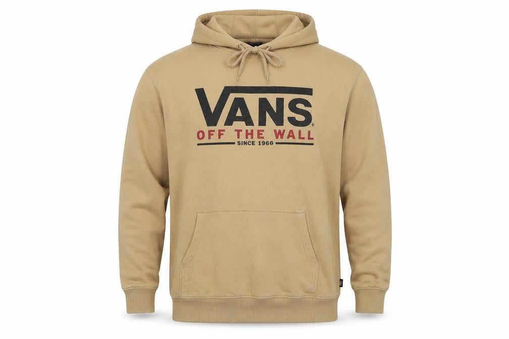 Vans Men’s Beige M Pullover Hoodie Logo Graphic Fleece