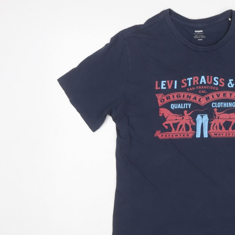 Levi's Men's Blue M Graphic Logo Crew Neck Short Sleeve T-Shirt
